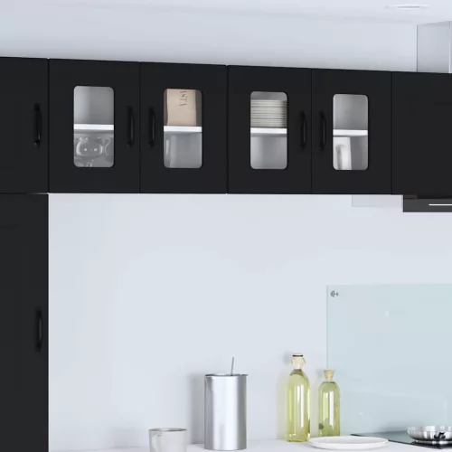 vidaXL Fali konyhaszekrény 2 pcs Fekete 60 x 31 x 40 cm Faanyag