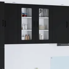   vidaXL Fali konyhaszekrény polcokkal Fekete 40 x 31 x 80 cm Faanyag