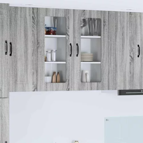 vidaXL Fali konyhaszekrény 2 pcs Szürke Sonoma 40 x 31 x 80 cm Faanyag