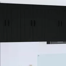   vidaXL Fali konyhaszekrény 2 pcs Fekete 30 x 31 x 80 cm Faanyag