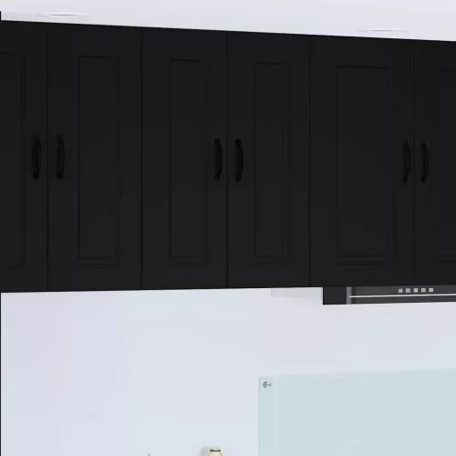 vidaXL Fali konyhaszekrény polcokkal Fekete 60 x 31 x 80 cm Faanyag