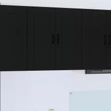   vidaXL Fali konyhaszekrény polcokkal Fekete 80 x 31 x 80 cm Faanyag