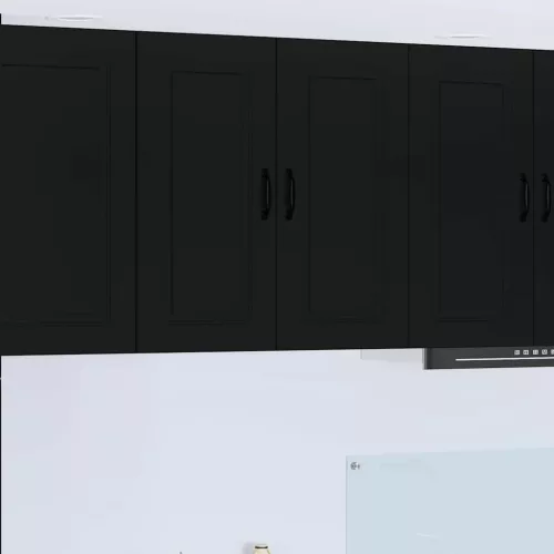 vidaXL Fali konyhaszekrény polcokkal Fekete 80 x 31 x 80 cm Faanyag