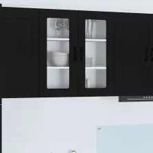   vidaXL Fali konyhaszekrény polcokkal Fekete 80 x 31 x 80 cm Faanyag