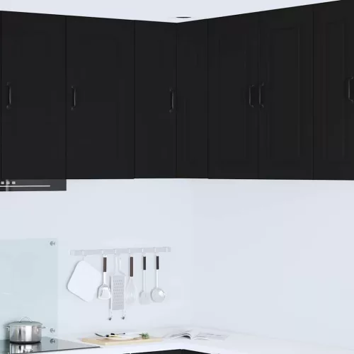 vidaXL Fali konyhaszekrény polcokkal Fekete 57 x 57 x 80 cm Faanyag