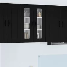   vidaXL Fali konyhaszekrény polcokkal Fekete 60 x 31 x 80 cm Faanyag