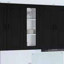   vidaXL Fali konyhaszekrény polcokkal Fekete 40 x 31 x 100 cm Faanyag