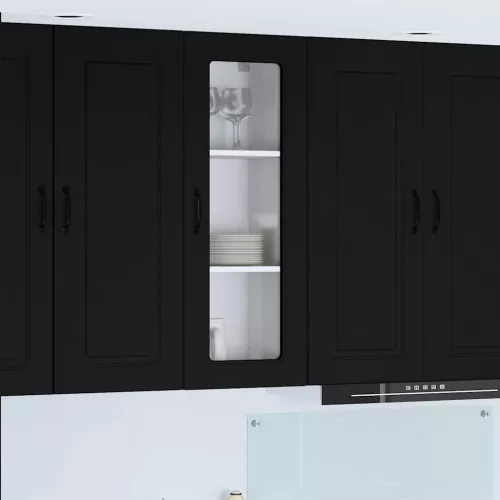 vidaXL Fali konyhaszekrény polcokkal Fekete 40 x 31 x 100 cm Faanyag
