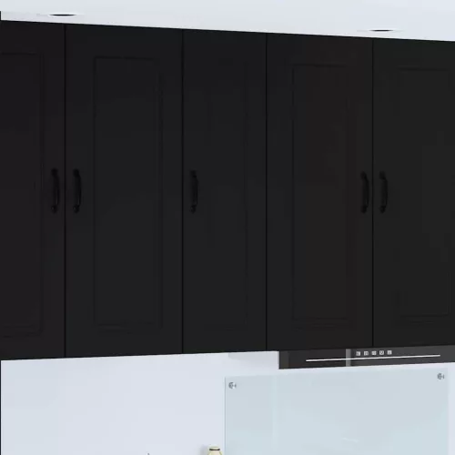 vidaXL Fali konyhaszekrény polcokkal Fekete 30 x 31 x 100 cm Faanyag