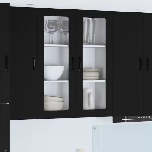 vidaXL Fali konyhaszekrény polcokkal Fekete 80 x 31 x 100 cm Faanyag