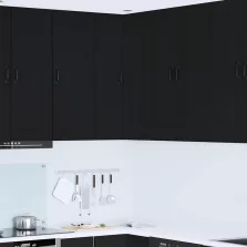   vidaXL Fali konyhaszekrény polcokkal Fekete 57 x 57 x 100 cm Faanyag