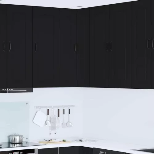 vidaXL Fali konyhaszekrény polcokkal Fekete 57 x 57 x 100 cm Faanyag