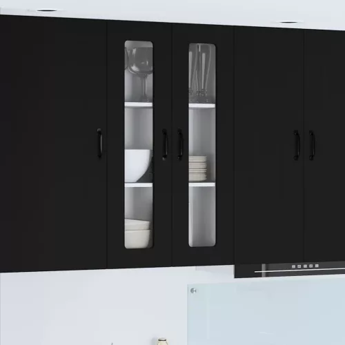vidaXL Fali konyhaszekrény polcokkal Fekete 60 x 31 x 100 cm Faanyag