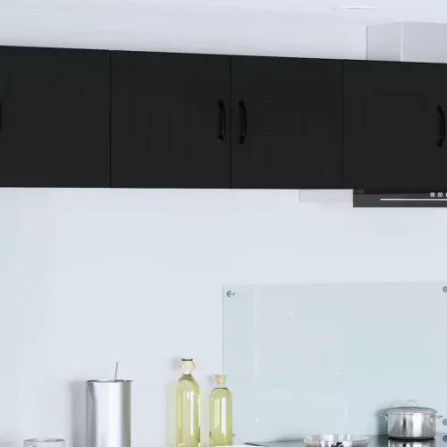 vidaXL Fali konyhaszekrény polcokkal Fekete 80 x 31 x 40 cm Faanyag