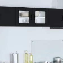   vidaXL Fali konyhaszekrény polcokkal Fekete 80 x 31 x 40 cm Faanyag