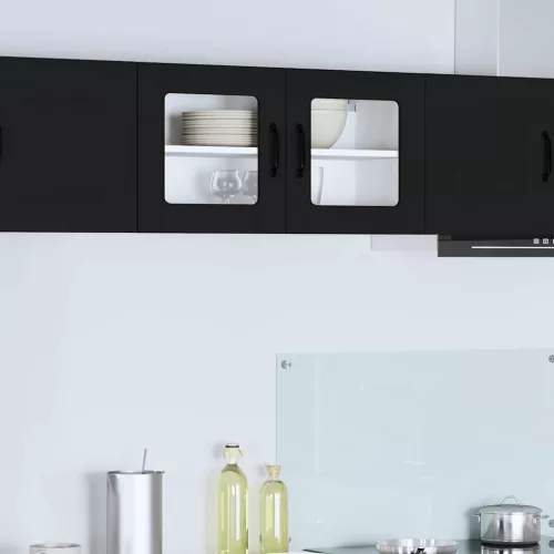 vidaXL Fali konyhaszekrény polcokkal Fekete 80 x 31 x 40 cm Faanyag