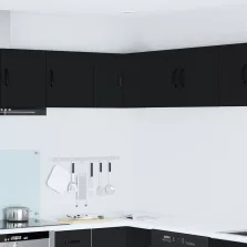   vidaXL Fali konyhaszekrény polcokkal Fekete 57 x 57 x 40 cm Faanyag