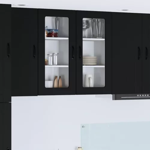 vidaXL Fali konyhaszekrény 2 pcs Fekete 40 x 31 x 80 cm Faanyag