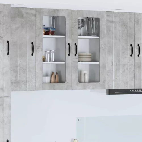 vidaXL Fali konyhaszekrény 2 pcs Beton Szürke 40 x 31 x 80 cm Faanyag
