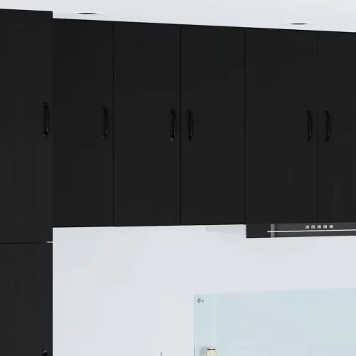 vidaXL Fali konyhaszekrény 2 pcs Fekete 30 x 31 x 80 cm Faanyag