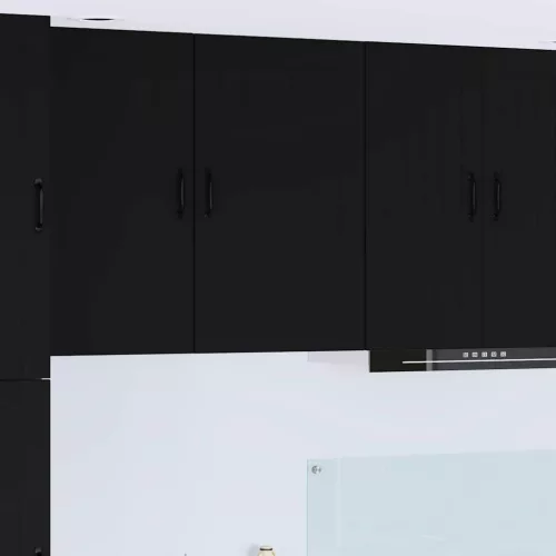 vidaXL Fali konyhaszekrény polcokkal Fekete 50 x 31 x 80 cm Faanyag