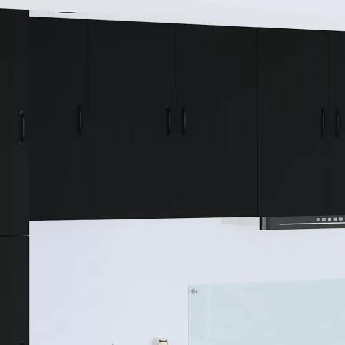 vidaXL Fali konyhaszekrény polcokkal Fekete 80 x 31 x 80 cm Faanyag