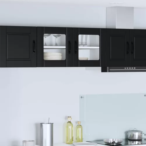 vidaXL Konyhaszekrény polcokkal ajtóval Fekete 80 x 31 x 40 cm Faanyag