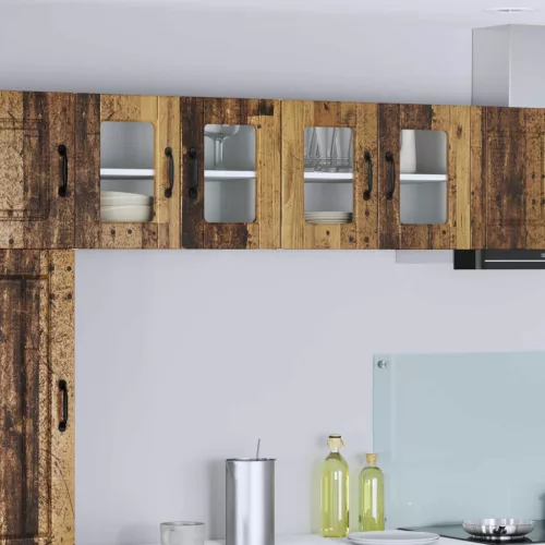 vidaXL Konyhaszekrény polcokkal 2 pcs Öreg fa 60 x 31 x 40 cm Faanyag