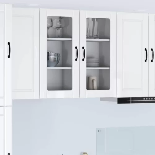 vidaXL Konyhaszekrény 2 pcs Magas Fényű Fehér 40 x 31 x 80 cm Faanyag