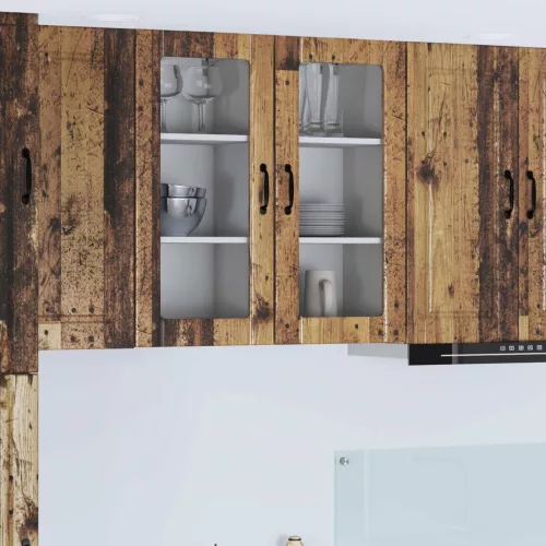 vidaXL Konyhaszekrény polcokkal 2 pcs Öreg fa 40 x 31 x 80 cm Faanyag