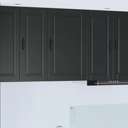 vidaXL Konyhaszekrény polcokkal ajtóval Fekete 50 x 31 x 80 cm Faanyag