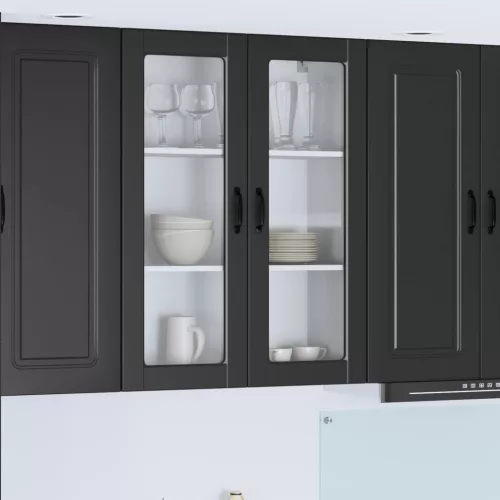 vidaXL Konyhaszekrény polcokkal Fekete 80 x 31 x 100 cm Faanyag
