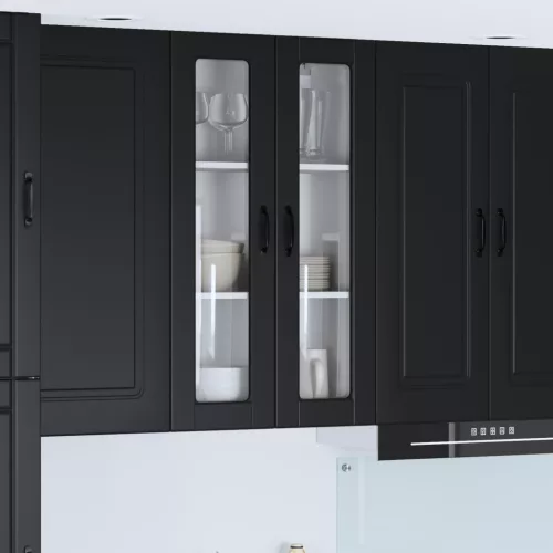 vidaXL Konyhaszekrény polcokkal Fekete 60 x 31 x 100 cm Faanyag