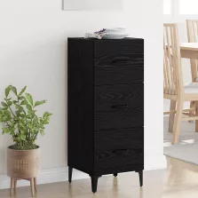   vidaXL Széf fiókkal Fekete tölgy 34,5 x 34 x 90 cm Faanyag
