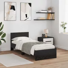   vidaXL Ágykeret LED -es lámpákkal Fekete tölgy 75 x 190 cm Faanyag