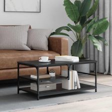   vidaXL Dohányzóasztal Fekete tölgy 90 x 49 x 40 cm Faanyag