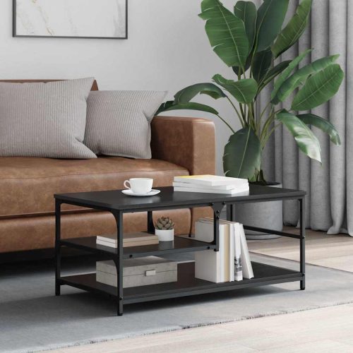 vidaXL Dohányzóasztal Fekete tölgy 90 x 49 x 40 cm Faanyag