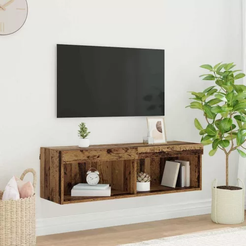 vidaXL TV szekrény garnitúra leddel Öreg fa 100 x 30 x 30 cm Faanyag
