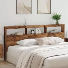   vidaXL Fejtámla LED -es lámpákkal Öreg fa 220 x 17 x 102 cm Faanyag