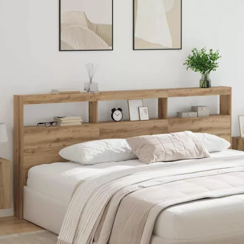 vidaXL Fejtámla polcokkal Artisan tölgy 220 x 17 x 102 cm Faanyag