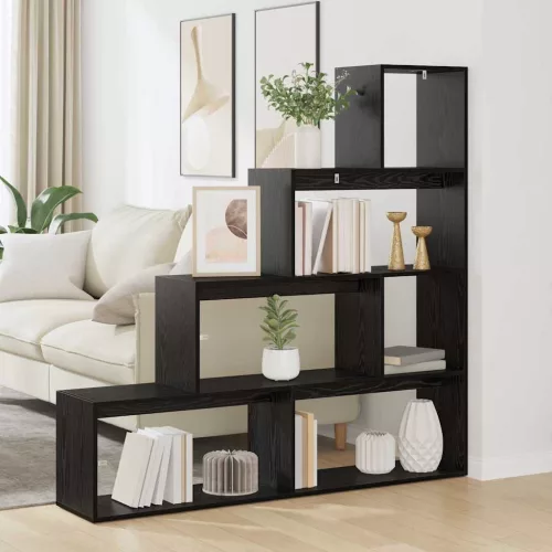 vidaXL Szobaelválasztó könyvespolc Fekete tölgy 137,5 x 29 x 103,5 cm