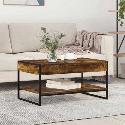 vidaXL Dohányzóasztal Füstös tölgy 80 x 50 x 40 cm Faanyag