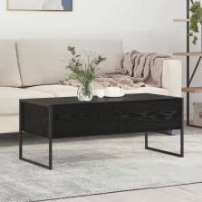   vidaXL Dohányzóasztal fiókkal Fekete tölgy 100 x 46 x 40 cm Faanyag
