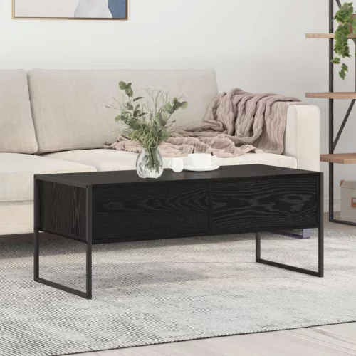 vidaXL Dohányzóasztal fiókkal Fekete tölgy 100 x 46 x 40 cm Faanyag