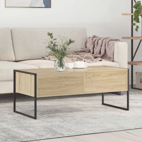 vidaXL Dohányzóasztal fiókkal Sonoma 100 x 46 x 40 cm Faanyag