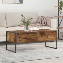   vidaXL Dohányzóasztal fiókkal Füstös tölgy 100 x 46 x 40 cm Faanyag