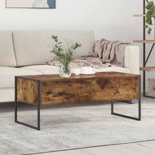 vidaXL Dohányzóasztal fiókkal Füstös tölgy 100 x 46 x 40 cm Faanyag