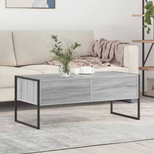 vidaXL Dohányzóasztal fiókkal Szürke Sonoma 100 x 46 x 40 cm Faanyag