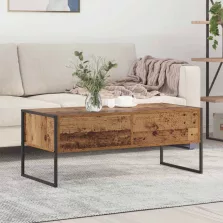   vidaXL Dohányzóasztal fiókkal Öreg fa 100 x 46 x 40 cm Faanyag