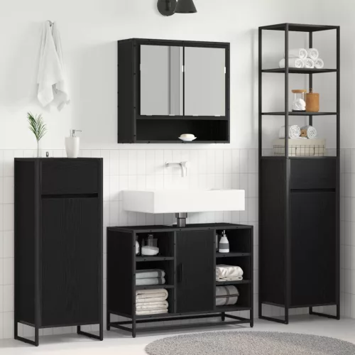 vidaXL Fürdőszoba Székény Fekete tölgy 40 x 30 x 100 cm Faanyag